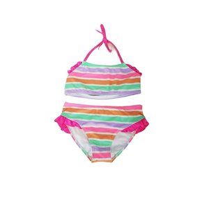 Heat Girls Size 10/12 Rainbow‎ Striped 2 Piece Swimsuit